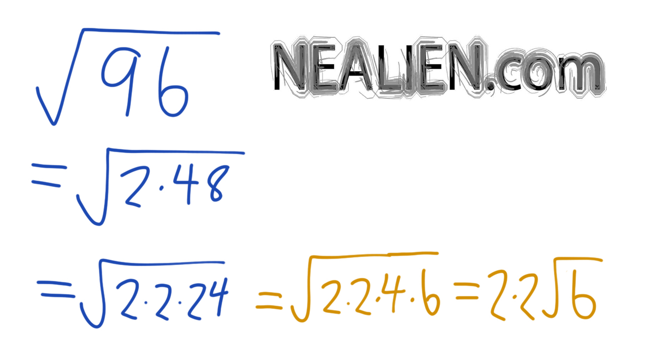  What Is The Square Root Of 96 In Radical Form 