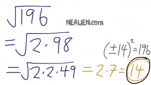 square root of 196