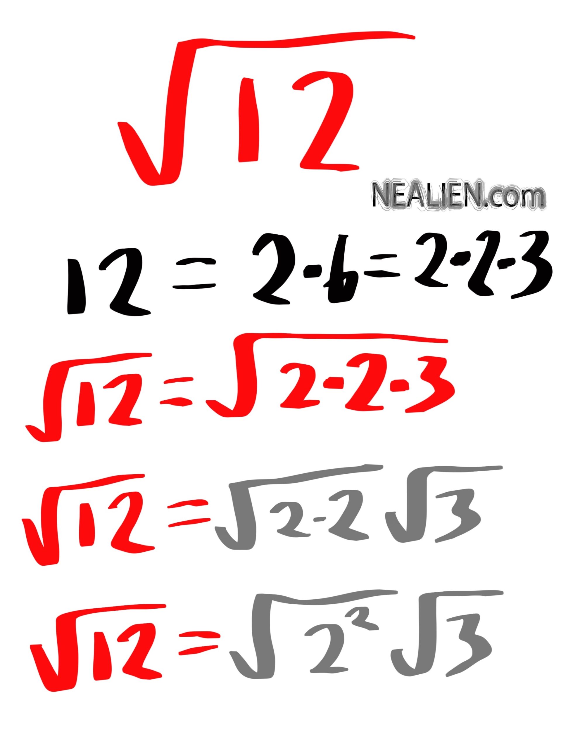 “What is the square root of 12 in radical form?”